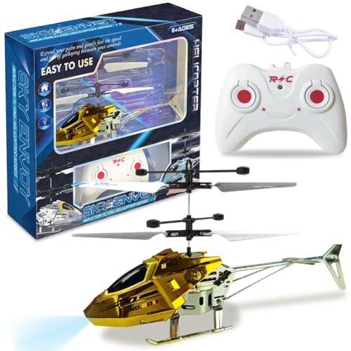 Remote Control Helicopter for Kids, RC Flying Toy, Altitude RC Helicopters, One Key Take Off/Landing, Easy to Fly Indoor/Outdoor RC Helicopter, Gifts Toys for Kids Beginners 8+ Accessory (Yellow)