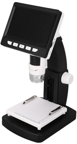 Tbest Microscopio Digital con Pantalla IPS de 4,3 Pulgadas Ampliación de 50X a 1000X Cámara HD de 2MP 1080P 8 Luces LED para Adultos Niños Inspección de Placa de Circuito Examen de