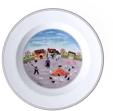 Villeroy & Boch Design Naif Piatto Fondo Allevamento di Pollame, Porcellana, Bianco, 21 cm