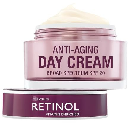LIVAURA Retinol Day Cream Broad Spectrum SPF 20 – Protects Harmful Effects of UVA & UVB Rays – Luxurious Cream Moisturizes & Reduces Look of Fine Lines – Provides Protection From Daily Sun Exposure
