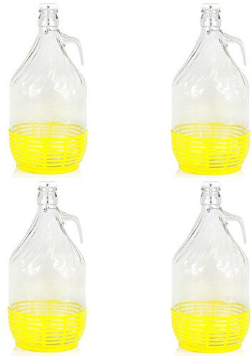 4 x 5L Weinballon Glasballon gut schließbarer Bügelverschluss Glasflasche