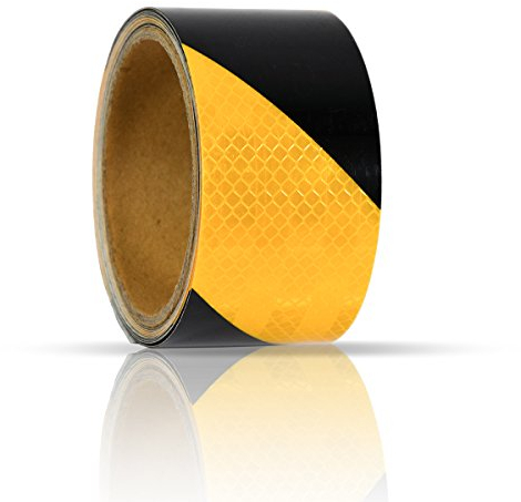 EYEPOWER Warnklebeband Reflektorband Schwarz-Gelb 5cmx3m Sicherheit Warnband Markierung Band selbstklebendes reflektieres Signalband