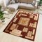 TAPISO Atlas Teppich Kurzflor Streifen Vierecke Blätter Braun Beige Creme Wohnzimmer Schlafzimmer Vintage Modern ÖKOTEX 250 x 300 cm