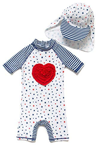 BONVERANO Body Manga Corta bebé niña protección UV 50+(Blanco-Amor,3-6meses…