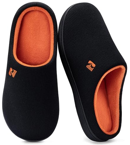 RockDove Original tvåfärgad toffel i minnesskum för män, Svart och orange, 42 EU