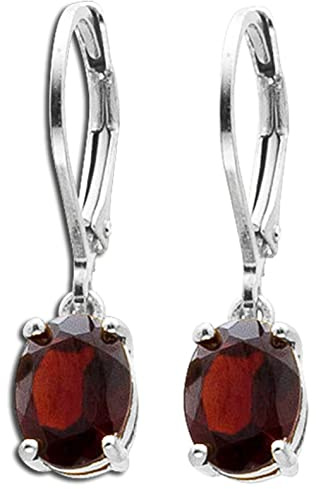 Ch.Abramowicz Granat Ohrringe Silber 925 weinrote Natur Edelsteine