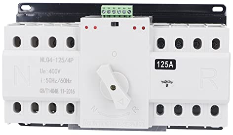 Dual Power Automatischer Transferschalter AC 400V 4P 125A ATS CB Netz-0-Notstrom Umschalter Automatik Notstromumschalter für Kommunalstrom, USV, Wechselrichter, Solar