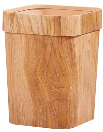 Angoily Papelera de Grano de Madera Papelera Cuadrada Rústica de 12L Contenedor de Basura para Casa de Campo para Baño Dormitorio Cocina Hogar Y Oficina