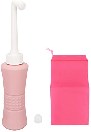 500 Ml Bidet-Flasche, Tragbares Hand-Bidet für die Postpartum-Pflege, Mehrzweck-Bidet für die Postpartum-Pflege, Rosa, mit Aufbewahrungstasche für Reisen (Gebogen)