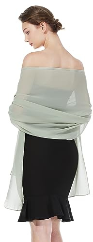 BEAUTELICATE Chiffon Shawl and Wraps Lightweight Scarfs Stole Silk Feeling Sheer Cover Up For Women Summer Wedding Bridesmaids Evening(Widen - Sage Green)