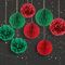 SUNBEAUTY 8 Stück Hängende Waben Dekorationen Weihnachten Papier Wabenbälle deko Rot Grün Pompons Deko Seidenpapier Pompom für Geburtstag Hochzeit Graduierung Baby Showe