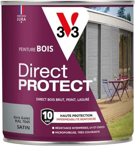 V33 Peinture bois Direct Protect - Gris galet - 0,5L