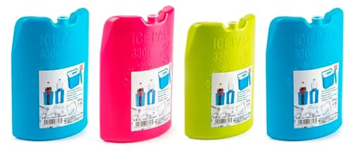 Acan Tradineur - Lot de 4 accumulateurs de froid n° 6-330 G - Fabriqué en plastique - Idéal pour maintenir la température dans votre réfrigérateur portable - 17,5 x 11,5 x 4,5 - Couleur aléatoire