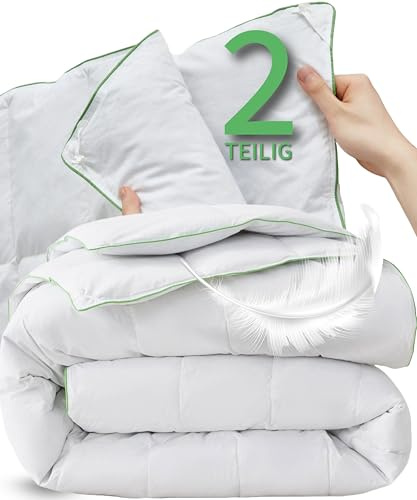Welldora Komfort Bettdecke 220x240 zweiteilig | 100% weiche Federn & Daunen | Fachärztlich geprüft, Oeko-Tex, Allergiker | Zert. für Tierwohl | 2 Decken Vierjahreszeiten Daunendecke Sommer & Winter