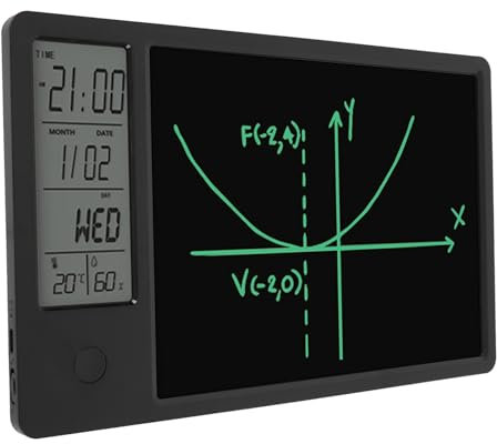 XUMIUZIY Electronic Calendar, Digital Planner with Notepad, 9.5inch LCD Writing Board with Pen, Desktop Calendar with Time,Day,Temperature,Humidity Display for Office Home Decor (Black)