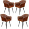 Casa Moro Lesesessel Sessel Wohnzimmer Modern Relax Ledersessel Braun Vintage Chefsessel Echtleder 4er Set