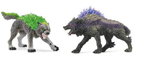 schleich ELDRADOR CREATURES | Loup des Ténèbres vs. Loup de Granit 72289 | Coffret Eldrador schleich avec éléments de cristal | Figurines monstres pour enfants dès 6 ans | Set de 2 pièces