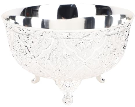Fockety Tazón Decorativo de Aleación de Zinc, Tazón Decorativo de Cobre Martillado de Estilo Antiguo, Mesa de Ensalada de Frutas que Sirve Retro Elegante para la Mesa de la Consola de