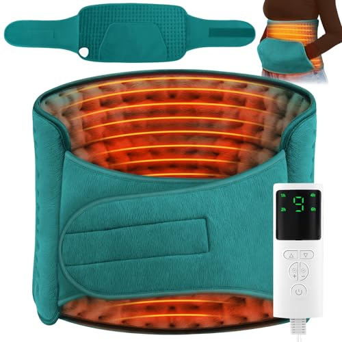 Vleuexe Coussin Chauffant Electrique 130 x 30cm,Ceinture Lombaire Chauffante Avec Poche,Ceinture Chauffante Lombaire,Dos Cervicales Abdomen,9 température et Arrêt Automatique,Lavable en Machine