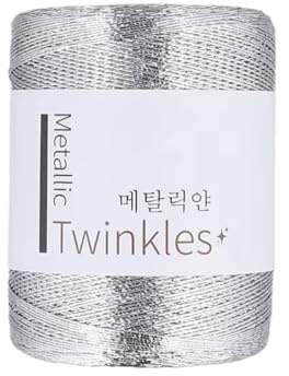 Filato metallico glitterato, 1 mm, filo per lavori a maglia e uncinetto fai da te, per borse, borse, decorazioni, 450 m +, 200 g, accessori per cucito (argento)