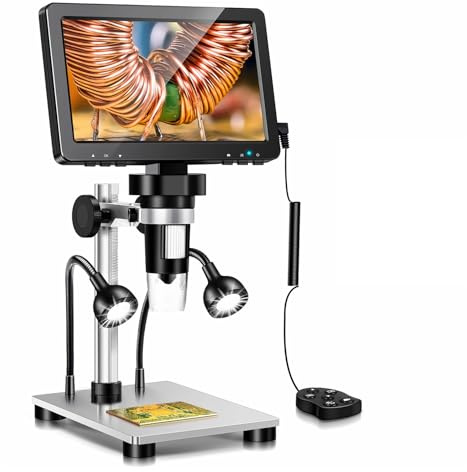 7-Zoll-Digitalmikroskop, 1200-fache Vergrößerung, Münzmikroskop, professionelles Elektronenmikroskop for Reparaturen mit 10 LEDs, PC-Ansicht