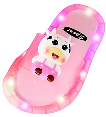 Generisch Zapatillas de estar por casa para niños con 38 luces LED calientes y luminosas, diseño de sandalias de PVC, jalea, calcetines de peluche para mujer