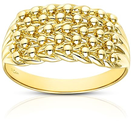 Citerna 9ct Yellow Gold Keeper Ring for Men - Italian Handcrafted Traditional Five Row Braided Band – 2.8g British Style Statement Ring – Size T
