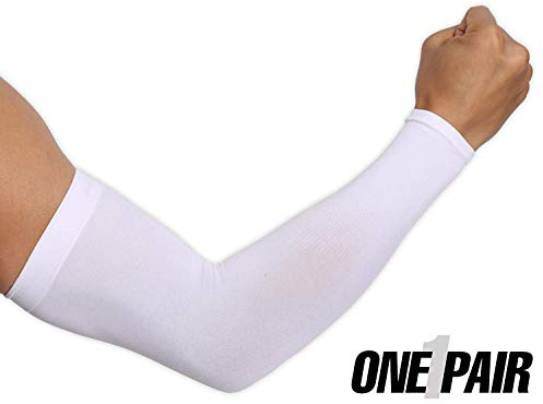 Ksnnrsng Manicotto Braccio UV Protezione Manicotti di Ghiaccio Raffreddamento moderato Sport Ciclismo pallavolo all'aperto Guidare protettivi Coprire Il Tatuaggio per Donna Uomo (Bianca)