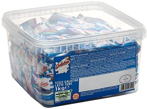 Galatine - Caramelle al Latte Incartate Singolarmente, Vaschetta di Tavolette al Latte, Formato Convenienza - Barattolo da 1 Kg