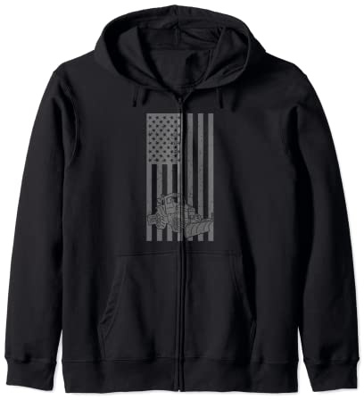 Snowplow Shirt Snow Plow Driver Snowplough Patriot US Flag Zip Hoodie