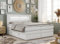 MKS MEBLE Boxspringbett 160x200 mit Led Kunstleder Weiß, Polsterbett mit LED Kopfteil, Multipocket Matratze H3, Doppelbett mit Bettkasten Stauraumbett - GOLD-5-KING - Kunstleder Weiß