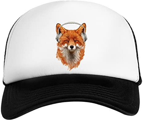 Renard Musical Souriant Casquette De Baseball Unisexe Enfants Blanche Et Noire Baseball Cap Unisex Kids Black White