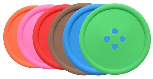 Cabilock 6stücke Kreative Silikon Untersetzer Knopf-Design rutschfest Und Isolierend Wiederverwendbar Für Tassen Und Gläser Tischdeko Zufälligen Farben