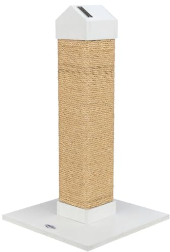 TRIXIE Kratzstamm BE Nordic Iben 60 cm in weiß – Kratzsäule für kleine & Junge Katzen mit Schwerer Bodenplatte, komfortabel & stabil – 44744
