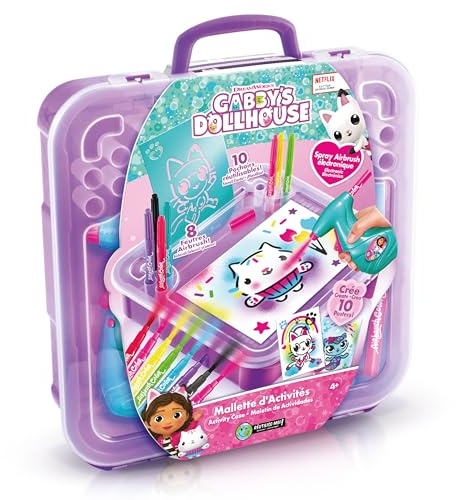 Canal Toys - Airbrush Art - Malette D’Activités Manuelles Gabby Et La Maison Magique Pour Enfants De 6 Ans Et Plus - Aérographe Électronique Avec Pochoirs Et Feutres - Idée Cadeau Créative - GAB 024