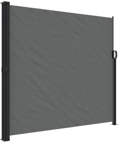 vidaXL Indragbar sidomarkis antracit 180x500 cm, infällbar markis, insynsskydd, fristående insynsskydd, infällbart insynsskydd, infällbart solskydd