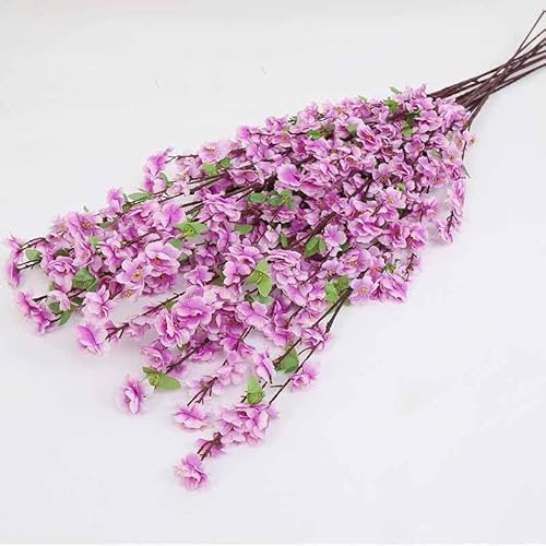 10 st konstgjord persikablom, 25,6 i siden plommonblommor körsbärsblommor med lång stjälk Faux persika grenar inomhus utomhus blomsterarrangemang för bröllop hemmakontor,005,125cm