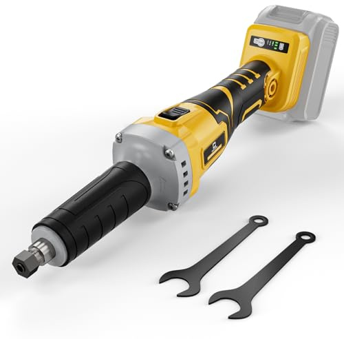 Cerycose Cordless Die Grinder, Compatible with Dewalt 20V Battery, Three Speed 26000 RPM Brushless Motor, 1/4 Precision Chuck, for Rust Removal, Grinding, Polishing, Deburring (No Battery)