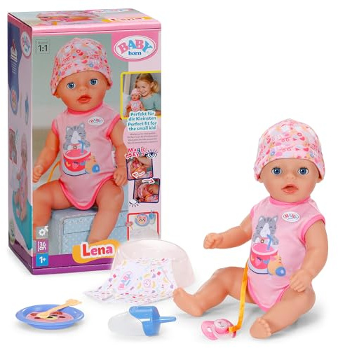 BABY Born Lena Pink, 36 cm große Puppe mit 7 Funktionen für Kinder ab 1 Jahr