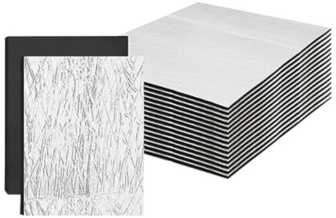 Acunny Material Antivibratorio para Coche, 10 piezas Auto Aislante Térmico Colchón Insonorizante - Hoja De Aluminio Para De Escape Motor - Puerta Del Piso Del Pecho Techo De Rueda