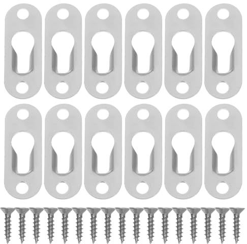 Ipetboom Lot de 20 Crochets Suspendre en Fer Convexe pour Miroir et Cadre Photo Supports Robustes à Trou de Serrure 40 Vis Fixation Murale Polyvalente pour Meubles et Décoration