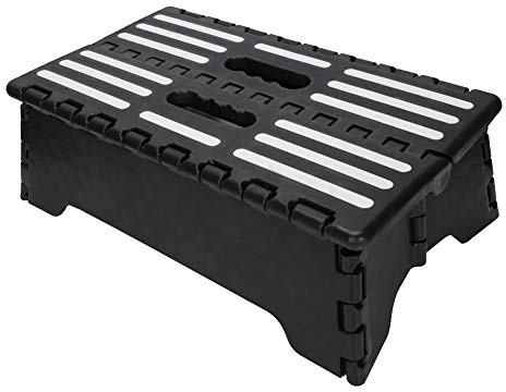 ZASCHMOY Portable Folding Step Stool, Non Slip Handle Lightweight Plastic Foldable Stool with Extra Stability for Elderly Disabled Home