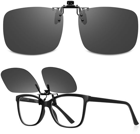 Lunettes de soleil polarisées à clip - Protection UV400 - Ultra légères et relevables - Accessoire de lunettes de soleil anti-reflets pour homme et femme - Idéal pour la conduite, la pêche et les