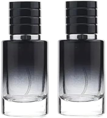Clockjuan 2 nebulizzatori neri per profumi, portatili, in vetro di alta qualità, 30 ml, ricaricabili, piccole bottiglie, cosmetici da viaggio, dosaggio all'aperto, mini flacone spray, contenitore