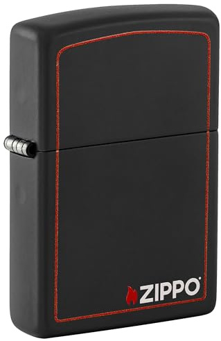 Zippo Accendino a Benzina Ricaricabile, Antivento, Ottone, Nero, 5,70 X 3,70 X 1,20 Cm