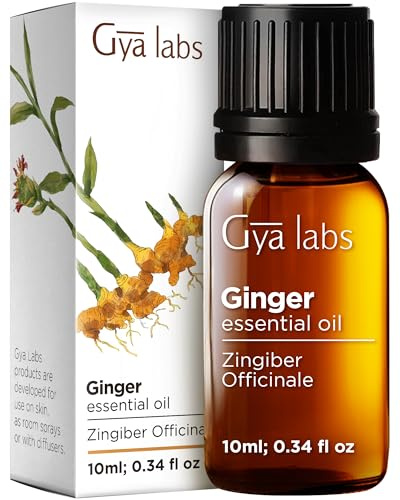 Gya Labs Ätherische Ingweröl für Haare - 100% Reines Natürliches Ingweröl in Premiumqualität für Diffusor, Haut, Körper und zur Kerzenherstellung - Wärmender und Würziger Duft (10 ml)