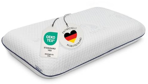 casimum Ergonomisches Visco Nackenstützkissen für Seitenschläfer & Rückenschläfer. Orthopädisches Nackenkissen Memory Foam. HWS Kopfkissen zur sanften Entlastung der Halswirbelsäule, 70x40 cm