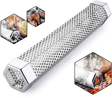 Pellet Smoker Tube zum Grillen, 30.5 cm Premium Edelstahl BBQ Holz Pellet Tube für Gas Holzkohle Elektrogrill oder Smoker, Sechskant