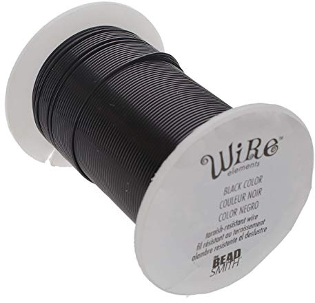 The Beadsmith Wire Elements 26-Gauge Lacquered Tarnish-Resistant Copper Wire for Jewelry Making, 34 Yard, 31.09 Meter Spool (Black Color)