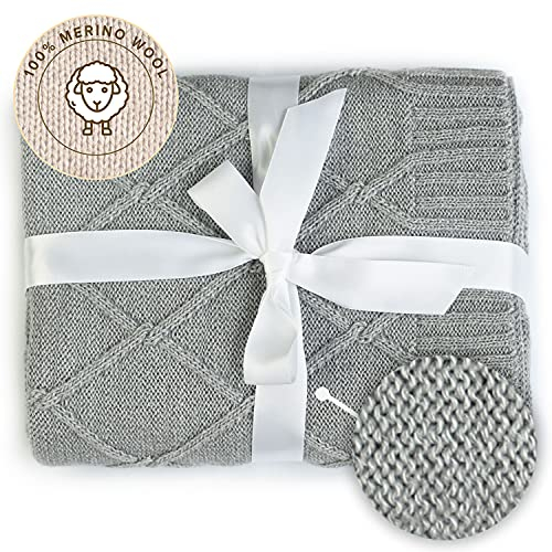 MIRARI Kids Wolldecke Baby aus 100% Merinowolle – Wolldecke 75 x 100cm - Erstausstattung für Neugeborene – Decke Baby- Babyschale Decke - Merinowolle Baby - Geschenke zur Geburt